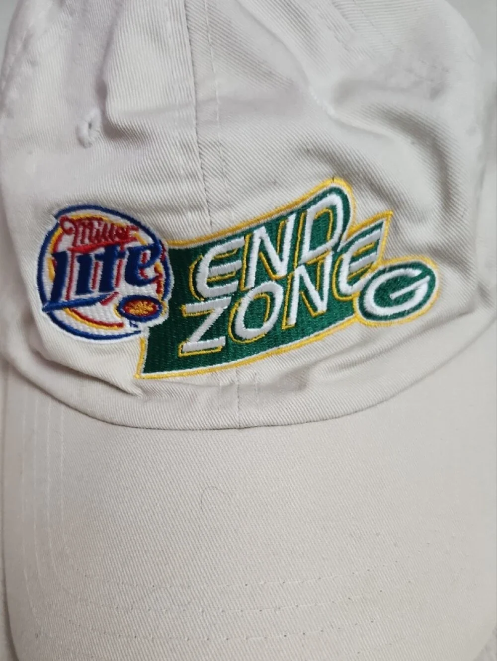 Miller Lite End Zone Green Bay Cream/Khaki Baseball Cap OS Adjustable